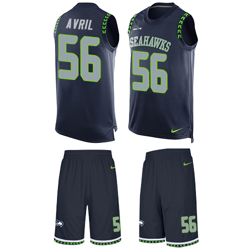Nike Seahawks #56 Cliff Avril Steel Blue Team Color Men's Stitched NFL Limited Tank Top Suit Jersey - Click Image to Close